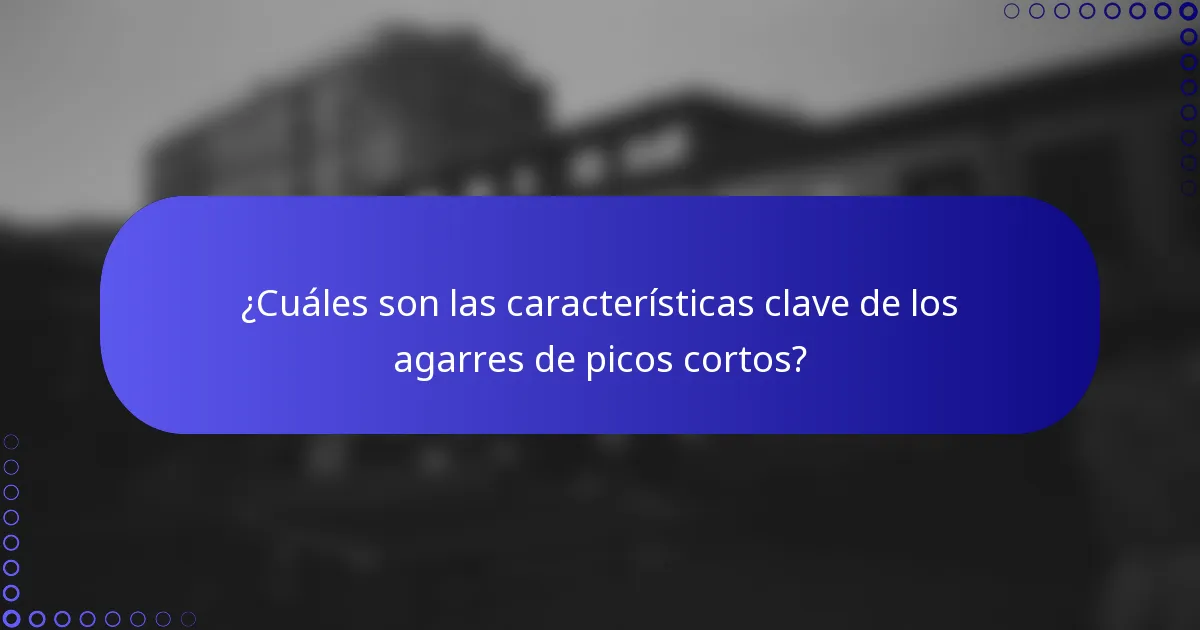 ¿Cuáles son las características clave de los agarres de picos cortos?