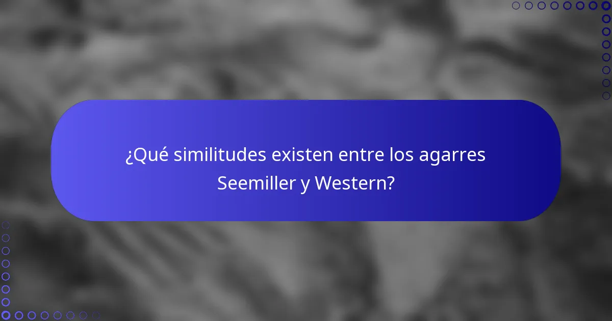 ¿Qué similitudes existen entre los agarres Seemiller y Western?